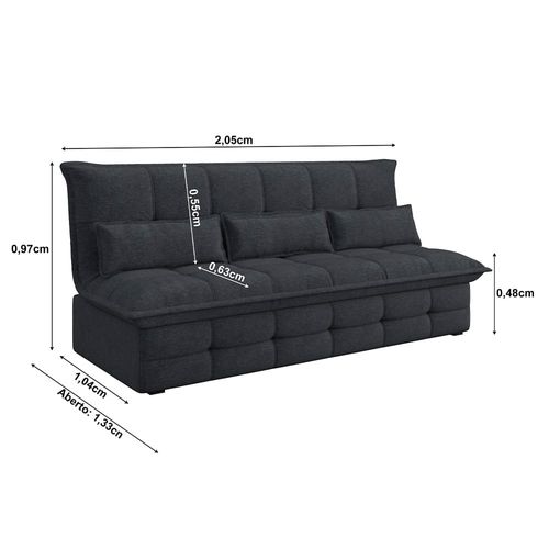 Sofá-Cama 2 Lugares Luizzi Besthouse Monalisa Revestido em Tecido Boucle - 207cm de Largura Chumbo