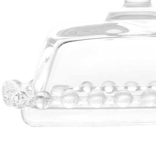 Manteigueira Wolff Pearl em Cristal com Tampa Transparente - 7 x 11 cm