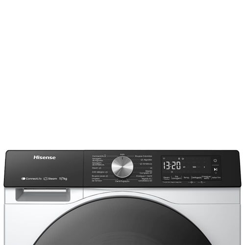 Lava e Seca Hisense 11/7kg WD3S11 com Motor Inverter, Controle Wi-Fi, 13 Programas de Lavagem e 3 de Secagem, Painel Touch - Branca 220V