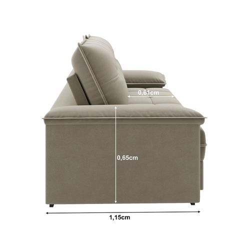 Sofá 4 Lugares Luizzi Besthouse Califórnia Slim Soft com Assento Retrátil e Reclinável, Revestido em Suede - 260cm de Largura Castor