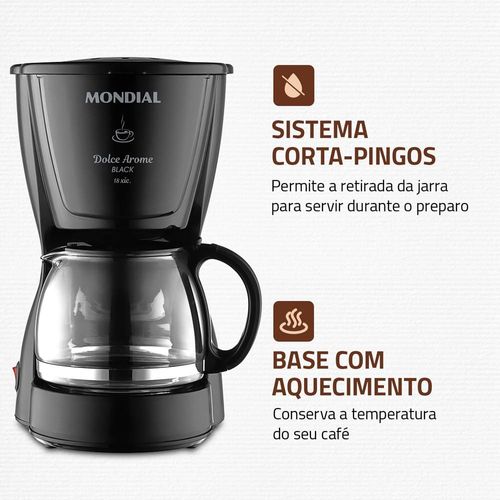 Cafeteira Elétrica Mondial Dolce Arome C-30 18 Xícaras – Preta 220V