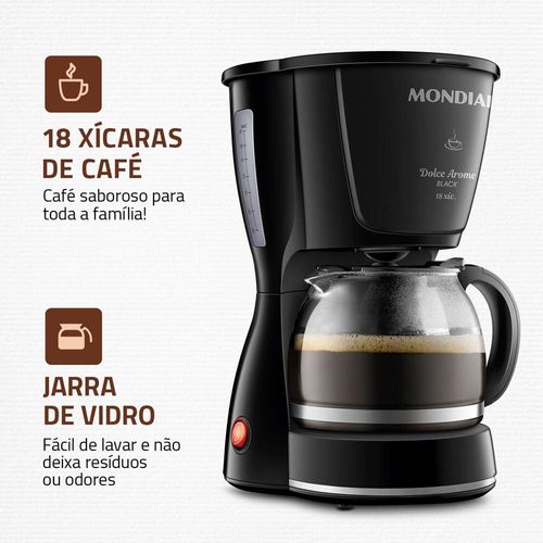 Cafeteira Elétrica Mondial Dolce Arome C-30 18 Xícaras – Preta 110V