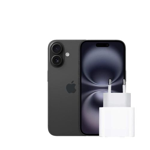 Apple iPhone 16 256GB – Preto + Carregador USB-C 20W Apple Branco Original - iPhone/iPad