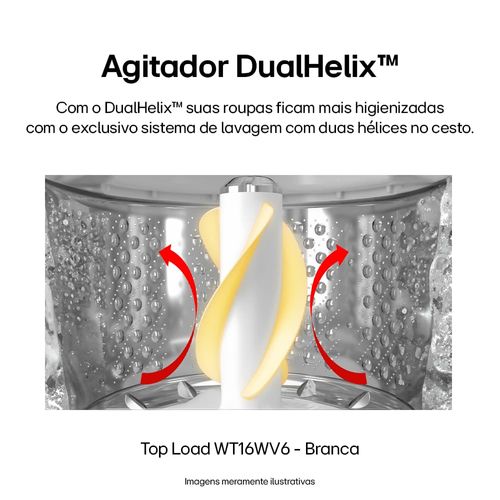 Lavadora de Roupas LG Automática WT16WV6 com Inteligência Artificial AIDD e Porta com Fechamento Suave 16kg - Branca 220V