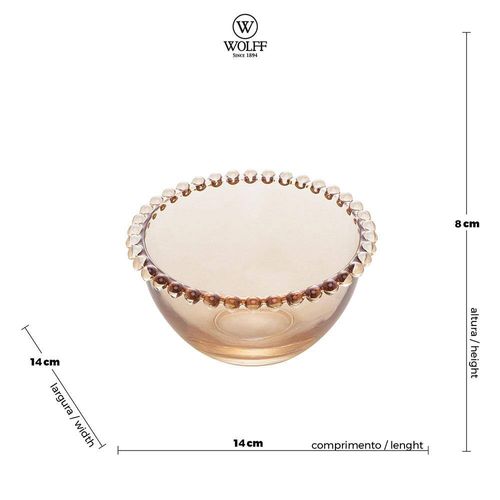 Conjunto de Bowls Wolff Pearl em Cristal Âmbar 450 ml - 4 Peças