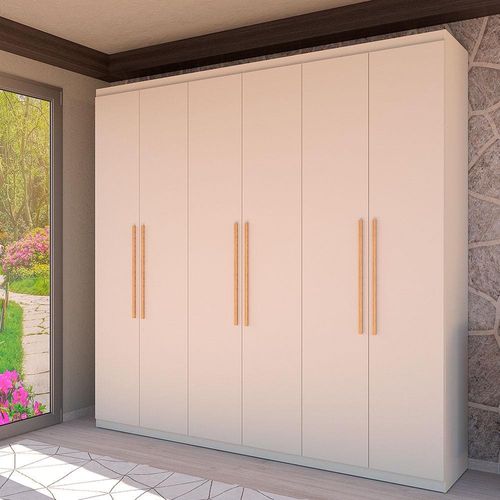 Guarda-Roupa Casal Bartira Genova com 6 Portas e 3 Gavetas - 236,7cm de largura Areia