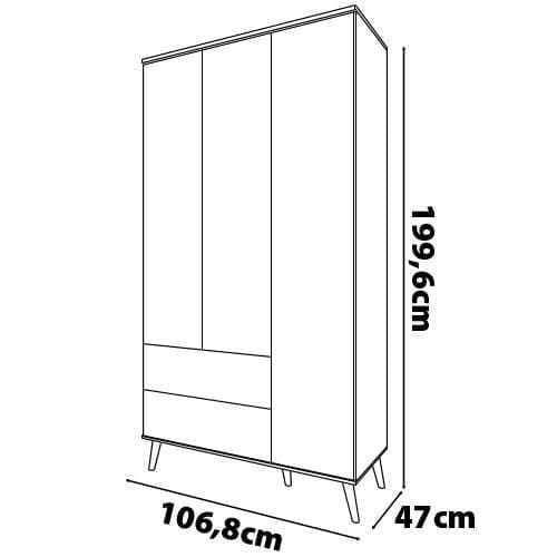 Guarda-Roupa Bartira Ternura com 3 Portas, 2 Gavetas + Cômoda Bartira Ternura com 5 Gavetas Azul Wood