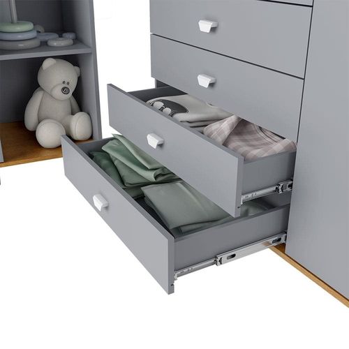 Guarda-Roupa Bartira Ternura com 5 Nichos, 2 Portas, 2 Gavetas + Cômoda Bartira Ternura com 5 Gavetas e 1 Porta Azul Wood
