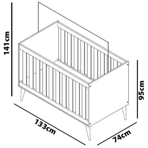 Guarda-Roupa Bartira Ternura com 3 Portas, 2 Gavetas + Cômoda Ternura com 5 Gavetas + Berço Móveis Estrela Ternura Branco Wood