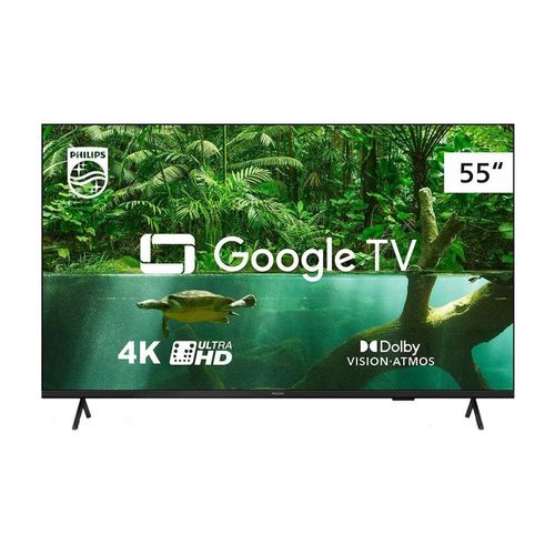 Smart TV LED 55" Ultra HD 4K Philips 55PUG7408/78 com Google TV, Comando de Voz, Wi-Fi, USB, Dolby Vision/Atmos + Soundbar JBL Cinema SB180 - 110W