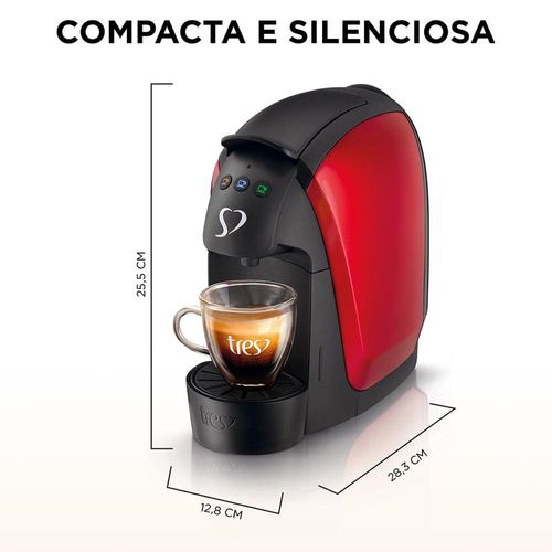 Cafeteira Espresso TRES 3 Corações Luna Automática Vermelha - 600ml 110V