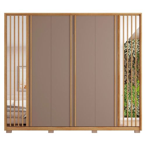 Guarda Roupa Casal Orfeus Ripado Espelhado 6 Portas 6 Gavetas Caemmun