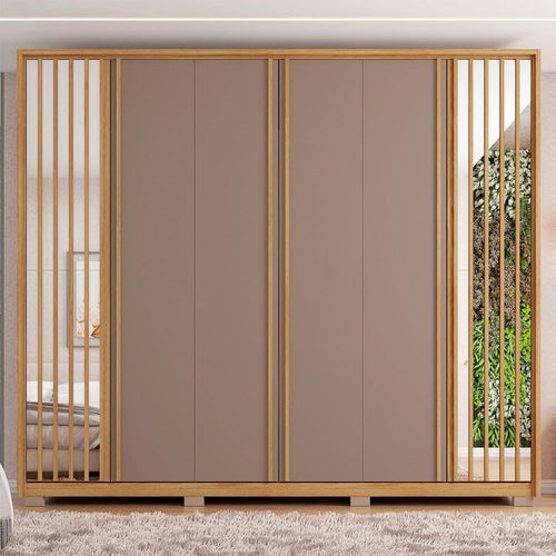 Guarda Roupa Casal Orfeus Ripado Espelhado 6 Portas 6 Gavetas Caemmun