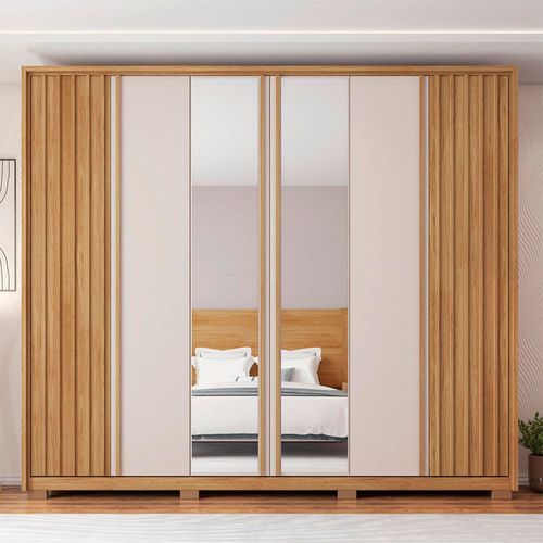 Guarda Roupa Casal Apollo Lux com Espelhos 6 Portas 6 Gavetas Caemmun