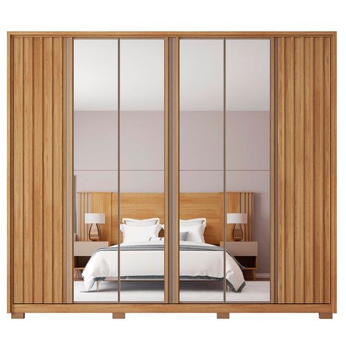 Guarda Roupa Casal Apollo Double Lux com Espelhos 6 Portas 6 Gavetas Caemmun