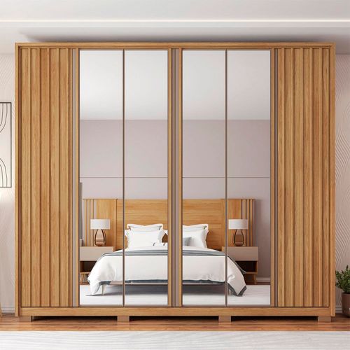 Guarda Roupa Casal Apollo Double Lux com Espelhos 6 Portas 6 Gavetas Caemmun