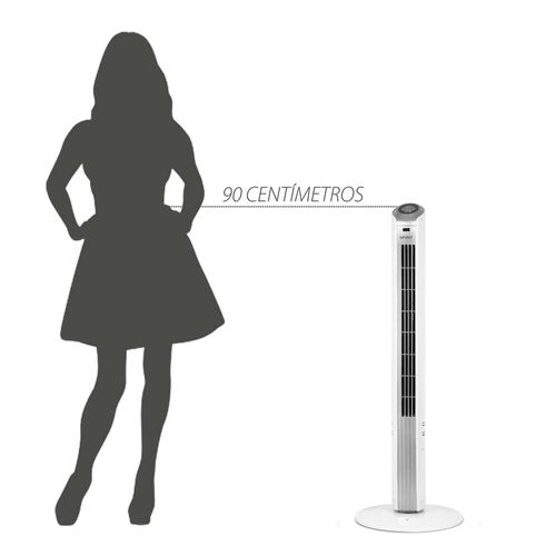 Ventilador de Torre 90cm Spirit Slim 40W de Potência com 3 Velocidades, Função Bom Sono e Vento Natural – Branco/Prata 220V