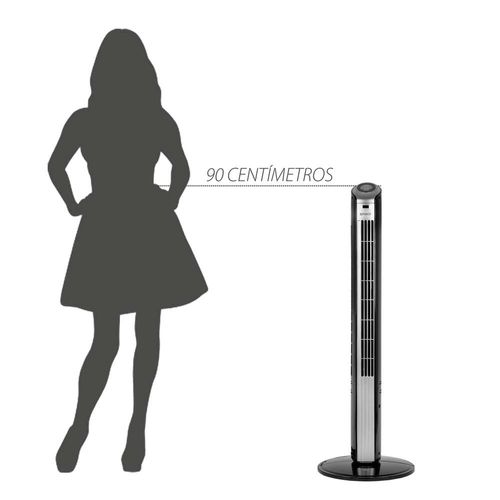 Ventilador de Torre 90cm Spirit Slim 40W de Potência com 3 Velocidades, Função Bom Sono e Vento Natural – Preto/Prata 220V