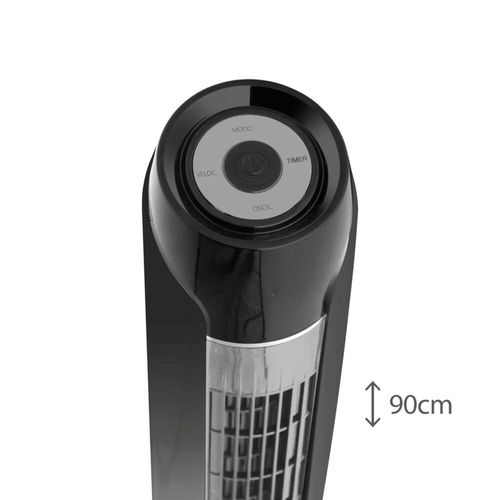 Ventilador de Torre 90cm Spirit SKY com 3 Velocidades, Controle Remoto e Timer de até 7h30 – Preto 110V