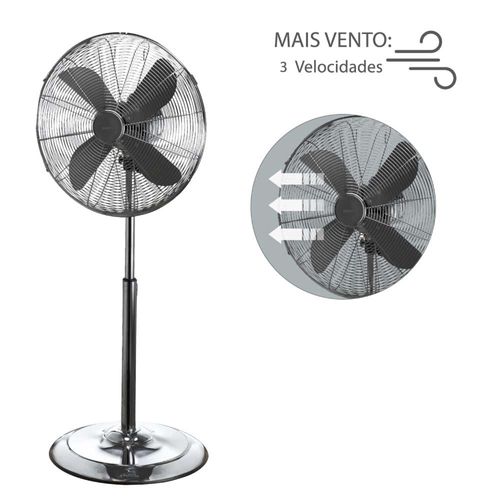 Ventilador de Coluna 40cm Spirit Retro com 3 Velocidades e Função Oscilação – Chumbo Metálico 220V