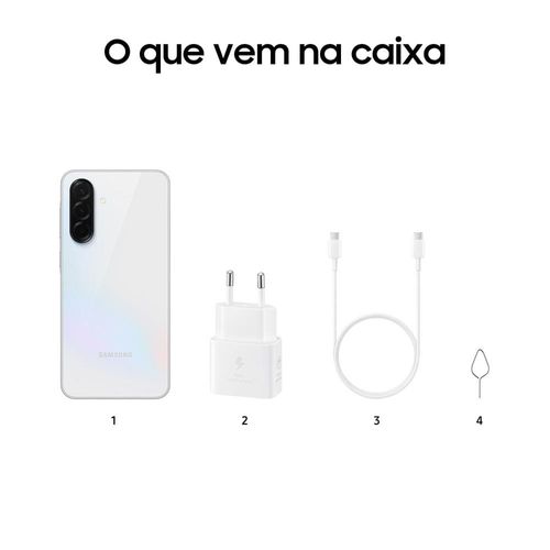 Smartphone Samsung Galaxy A36 5G Branco 128GB, 6GB RAM, Câmera Tripla até 50MP, Tela Super AMOLED 6.7", IP67, NFC, Recursos AI e Snapdragon 6 Gen 3