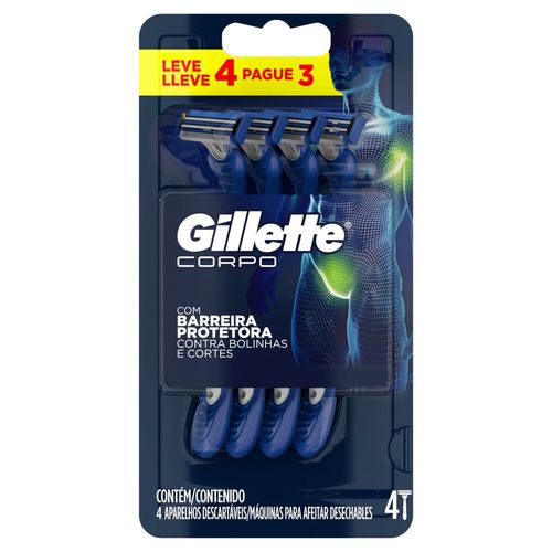 Aparelho de Barbear Gillette Prestobarba Corpo Proteção 4 Unidades
