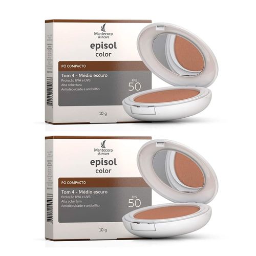 Kit 2 Pó Compacto Episol Color FPS50 Tom 4 Médio Escuro 10g cada