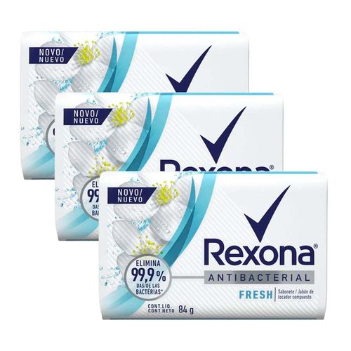 Kit 3 Sabonete Rexona Antibacterial Fresh Barra 84g cada