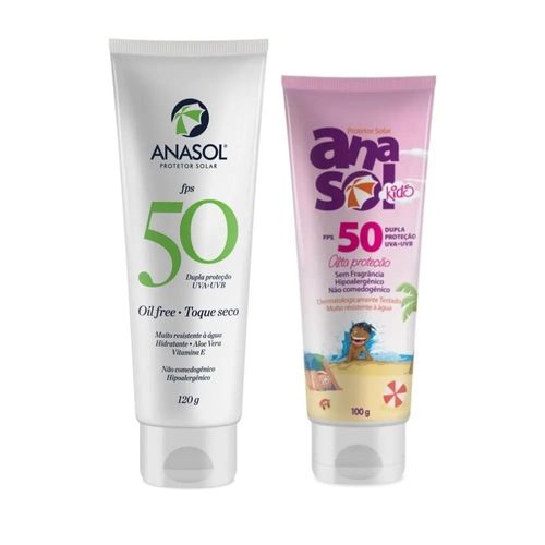 Kit Protetor Solar Corporal Anasol Fps50 120g + Protetor Solar Kids Fps50 100g