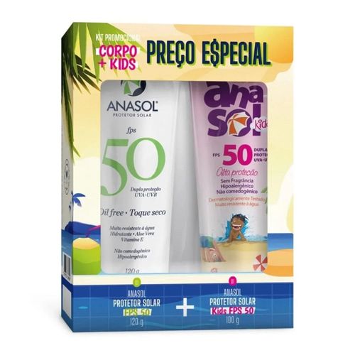 Kit Protetor Solar Corporal Anasol Fps50 120g + Protetor Solar Kids Fps50 100g
