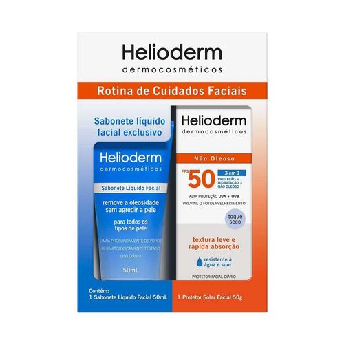Protetor Solar Facial Helioderm FPS50 50g + Sabonete Líquido 50ml