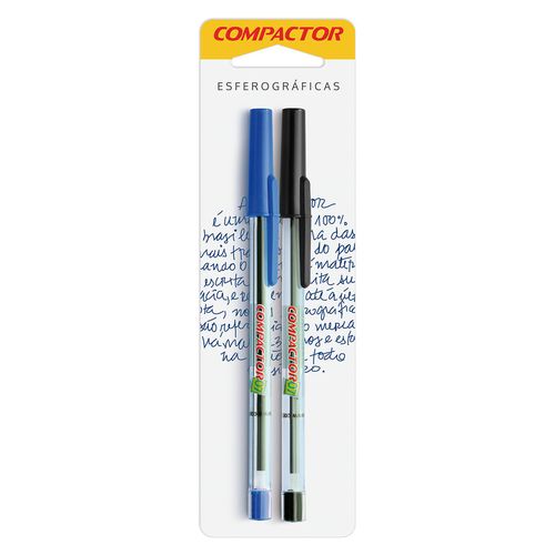 Caneta Compactor Azul e Preta 0.7mm 2 Unidades