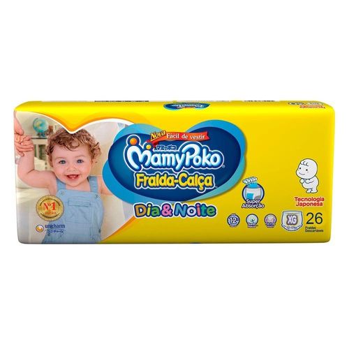 Fralda Mamypoko Dia e Noite Calça XG 26 Unidades