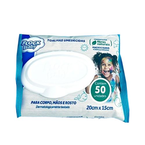 Lenço Umedecido Flock Baby Fibras Naturais 50 Unidades