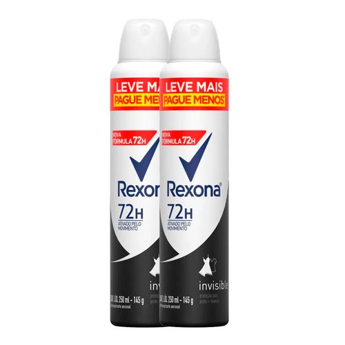 Kit com 2 Desodorante Rexona Aero Invisible 250ml cada