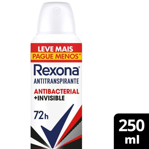 Antitranspirante Aerosol Rexona Antibacterial + Invisible 250ml