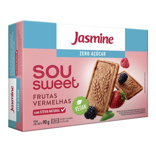 Biscoito Sou Sweet sem Açúcar Jasmine Frutas Vermelhas 90g