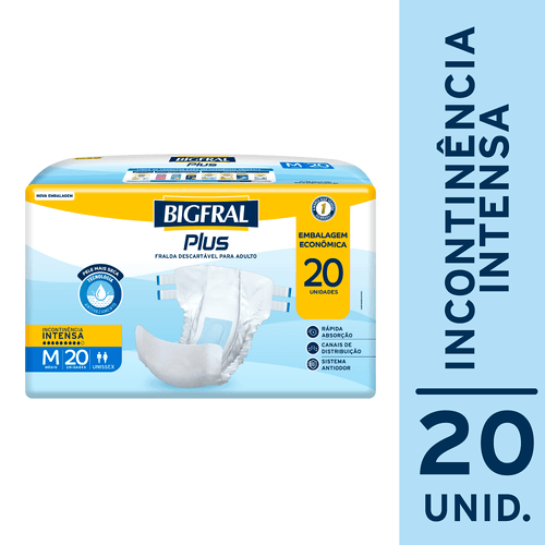 Fralda Geriátrica Bigfral Plus Regular Econômica M 20  Unidades