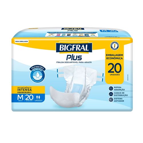 Fralda Geriátrica Bigfral Plus Regular Econômica M 20  Unidades