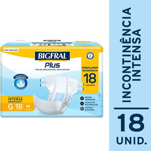 Fralda Geriátrica Bigfral Plus Regular Econômica G 18  Unidades