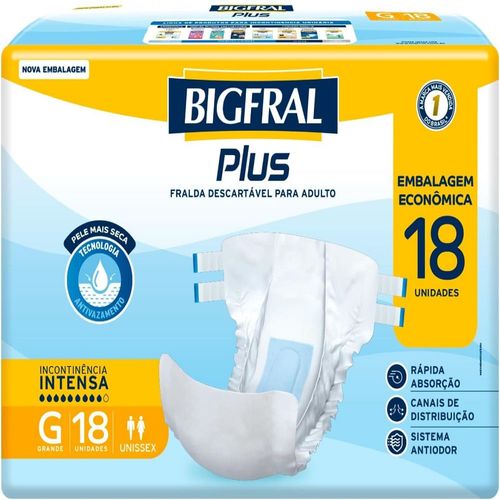 Fralda Geriátrica Bigfral Plus Regular Econômica G 18  Unidades
