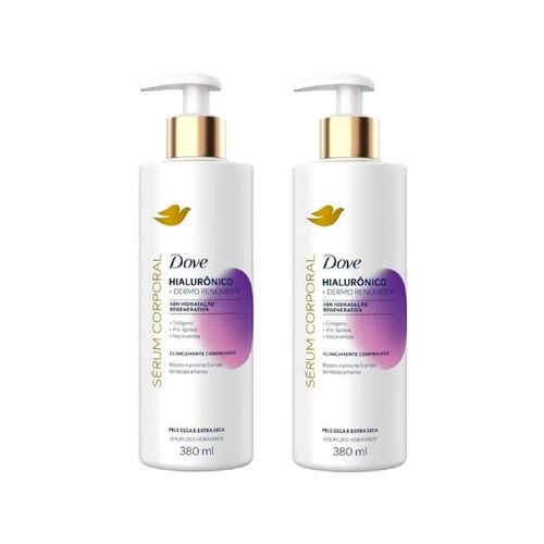 Kit 2 Sérum Corporal Dove Hialurônico+Dermo Renovador 380ml Cada