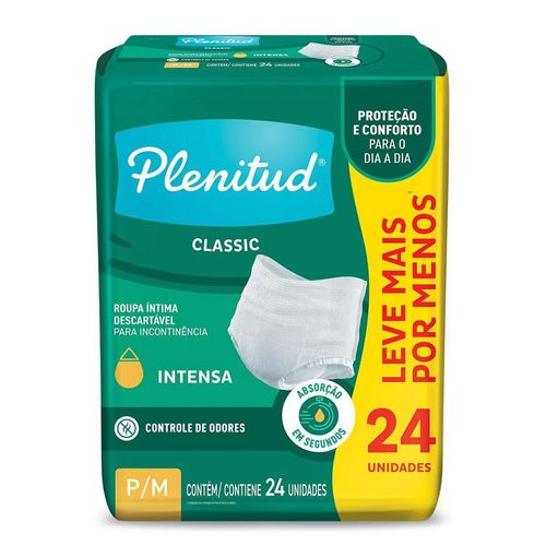 Roupa Íntima Descartável Plenitud Classic Unissex P/M 24 unidades