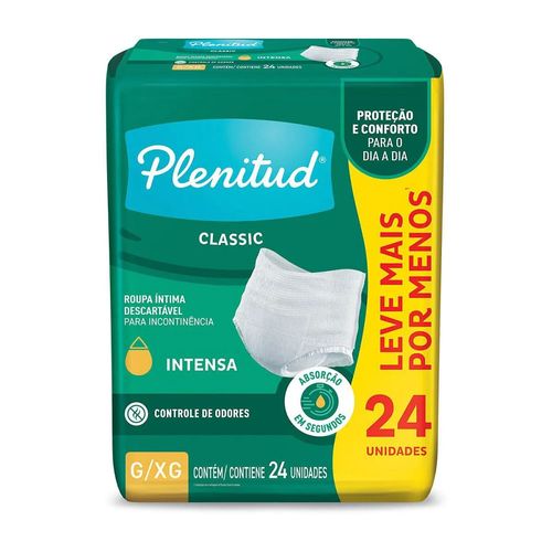 Roupa Íntima Descartável Plenitud Classic Unissex G/XG 24 unidades