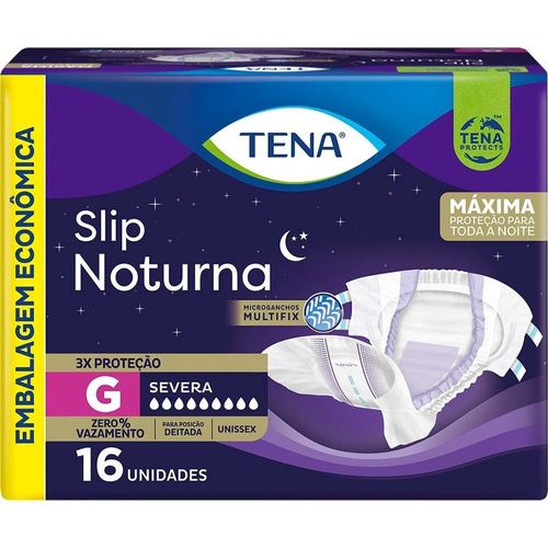 Fralda Geriátrica Tena Slip Noturna G Máxima Proteção 16 Unidades