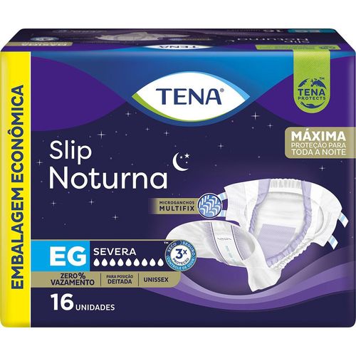 Fralda Geriátrica Unissex Tena Slip Noturna EG Incontinência Severa 16 unidades