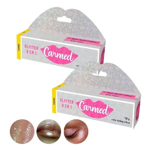 Kit 2 Carmed Glitter 3 em 1 Sabor Tutti Frutti 10g Cada