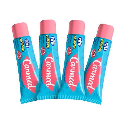 Kit com 4 Hidratante Labial Carmed Fini Dentaduras Incolor Efeito Gloss 10g