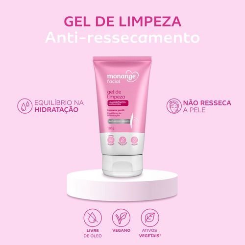 Gel de Limpeza Facial Monange Anti-Ressecamento 120g