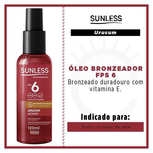 Óleo Bronzeador Sunless Urucum Fps6 120ml